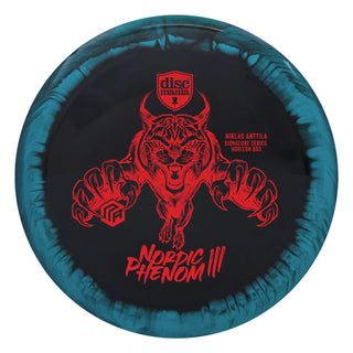 A black and turquoise S-Line DD3 disc golf driver - Niklas Anttila Nordic Phenom 3 signature Series.