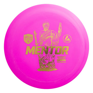 A pink Discmania Active Mentor disc golf distance driver.