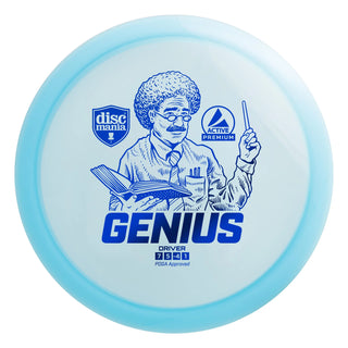 A blue Discmania Active Premium Genius disc golf fairway driver.