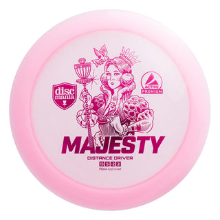 A pink Discmania Active Premium Majesty disc golf distance driver.