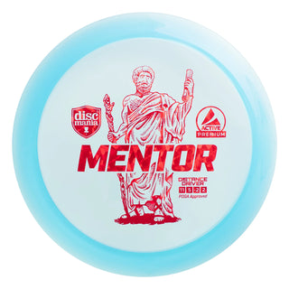 A blue Discmania Active Premium Mentor disc golf distance driver.