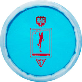 A blue and white Discmania Alloy Function disc golf fairway driver - Gannon Buhr player of the year edition.
