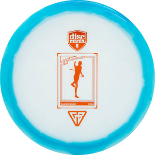 A white and blue Discmania Alloy Function disc golf fairway driver - Gannon Buhr player of the year edition.