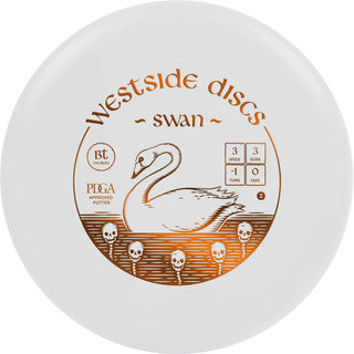 A white Westside Discs BT Medium Swan 2 disc golf putter.