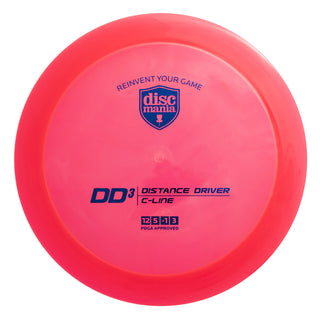 A red Discmania C-Line DD3 disc golf distance driver.