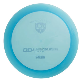 A turquoise Discmania C-Line DD3 disc golf distance driver.