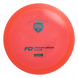 A red Discmania C-Line FD disc golf fairway driver.