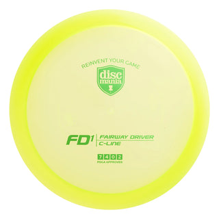 A green Discmania C-Line FD1 disc golf fairway driver.