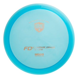 A turquoise Discmania C-Line FD1 disc golf fairway driver.