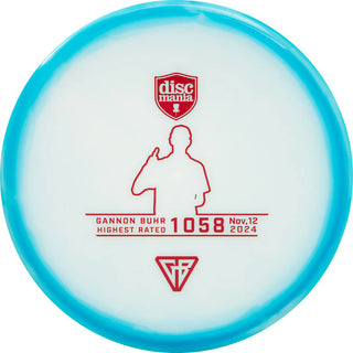 A white and turquoise Discmania C-Line Glow Horizon P3X disc golf putter - Gannon Buhr higest rated edition