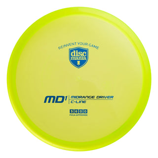 A green Discmania C-Line MD1 disc golf midrange.