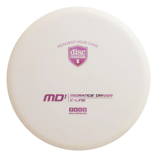 A white Discmania C-Line MD1 disc golf midrange.