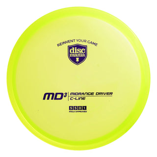 A green Discmania C-Line MD3 disc golf midrange.