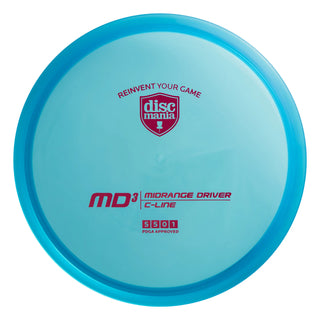 A turquoise Discmania C-Line MD3 disc golf midrange.