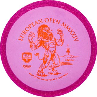A purple Discmania C-Line Metal Flake MD4 disc golf midrange - European Open 2024 edition.