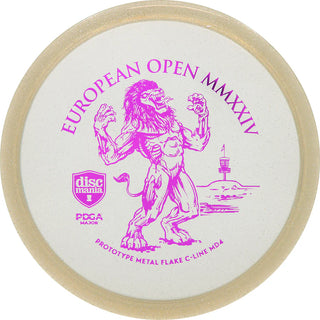 A white Discmania C-Line Metal Flake MD4 disc golf midrange - European Open 2024 edition.