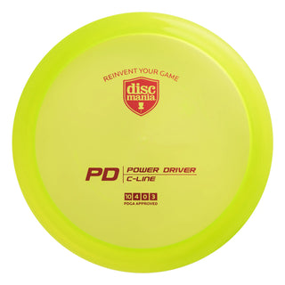A green Discmania C-Line PD disc golf distance driver.