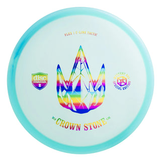 A turquoise Discmania C-Line Tactic  disc golf putter - Crown Stone - Mystery Box edition.