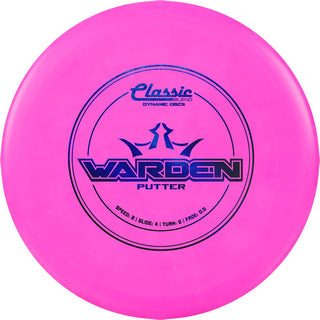 A pink Dynamic Discs Classic Blend Warden disc golf putter.