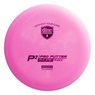 A pink Discmania D-Line Flex 2 P2 disc golf putter.