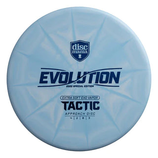 A blue Discmania Exo Extra Soft Vapor Tactic - Special Edition Mystery Box 2022 disc golf putter.