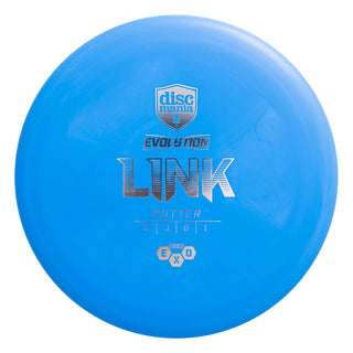 A blue Discmania Exo Hard Link disc golf putter.