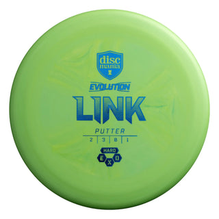 A green Discmania Exo Hard Link disc golf putter.