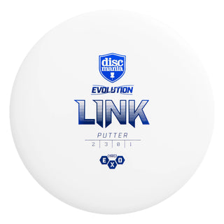 A white Discmania Exo Hard Link disc golf putter.