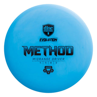 A blue Discmania Exo Hard Method disc golf midrange.