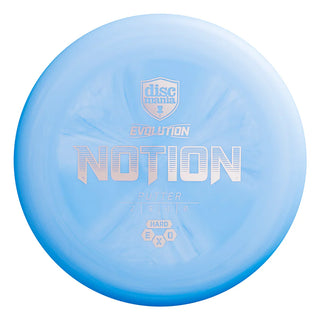 A blue Discmania Exo Hard Notion disc golf midrange.