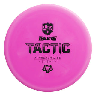 A pink Discmania Exo Hard Tactic disc golf putter.