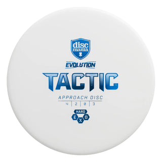 A white Discmania Exo Hard Tactic disc golf putter.