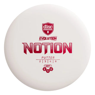A white Discmania Exo Soft Notion disc golf putter.