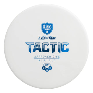 A white Discmania Exo Soft Tactic disc golf putter.