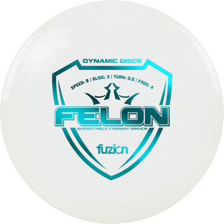 A white Dynamic Discs Fuzion Felon disc golf fairway driver.