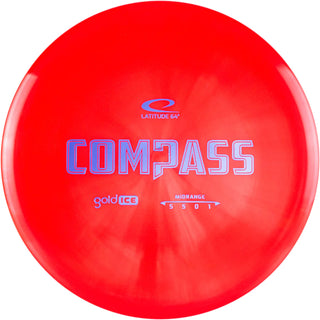 A red Gold Ice Compass disc golf disc.
