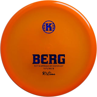 An transparent orange K1 Berg disc golf disc.