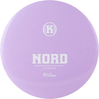 A purple K1 Nord disc golf disc.