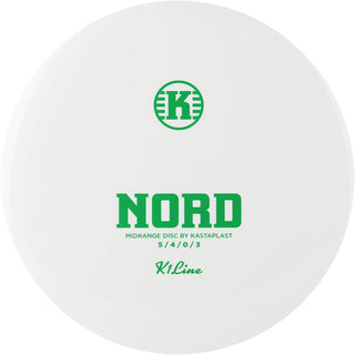 A white K1 Nord disc golf disc.