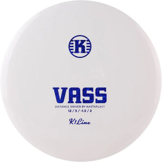 A white K1 Vass disc golf disc.