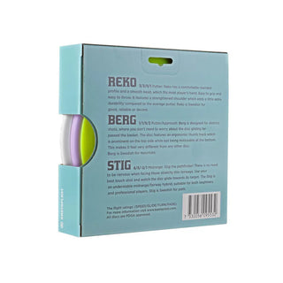 Back view of the Kasta disc golf set box.