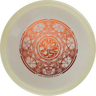 A white Lucid-X Culprit disc golf disc made in luminescent plastic.