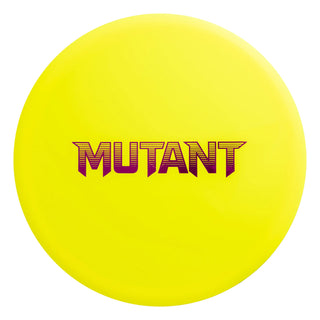 A yellow Neo Mutant disc golf midrange - bar stamp edition.