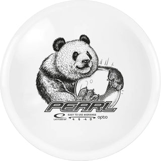 A white Opto Pearl disc golf disc.