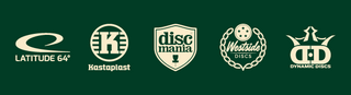 Logos of the different disc golf brands we sell in our store.