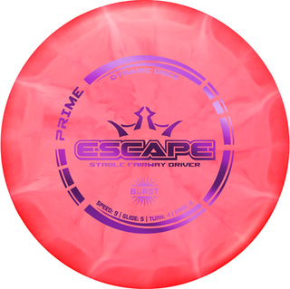A red and white Prime Burst Escape disc golf disc.