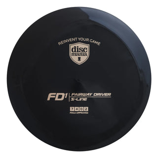 A black S-Line FD1 disc golf fairway driver.