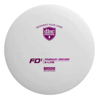 A white S-Line FD1 disc golf fairway driver.