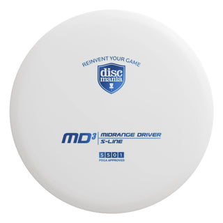 A white S-Line MD3 disc golf midrange.