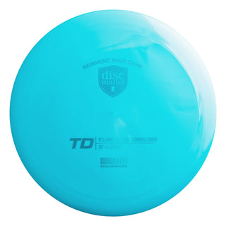 A turquoise S-Line TD disc golf fairway driver.